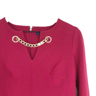 Tommy Hilfiger Women's Grommet-Neck Shift Dress Wine Size 14