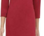 Tommy Hilfiger Women's Grommet-Neck Shift Dress Dark Red Size 16