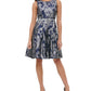 Tommy Hilfiger Women's Jacquard Fit & Flare Dress Blue Size 12