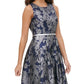 Tommy Hilfiger Women's Jacquard Fit & Flare Dress Blue Size 12