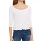 Planet Gold Junior's Ribbed Sweetheart Top White Size Large