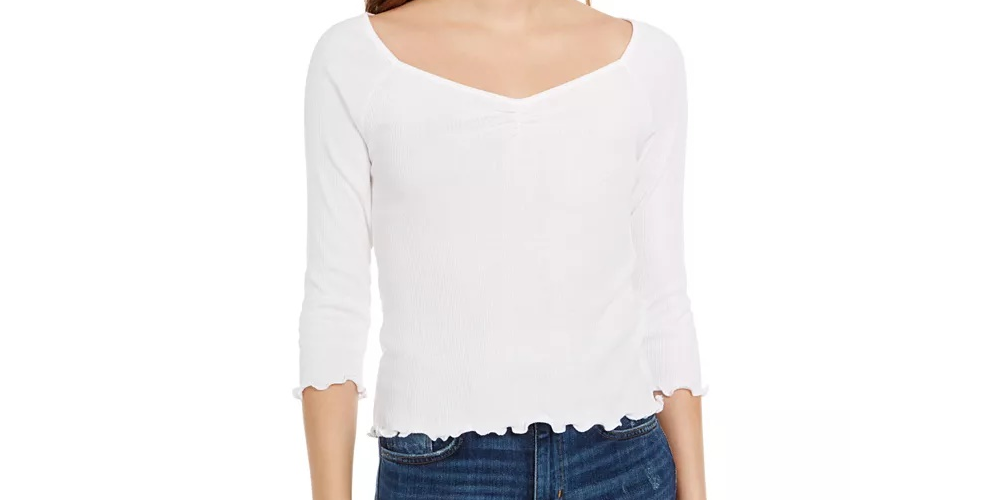 Planet Gold Junior's Ribbed Sweetheart Top White Size Large