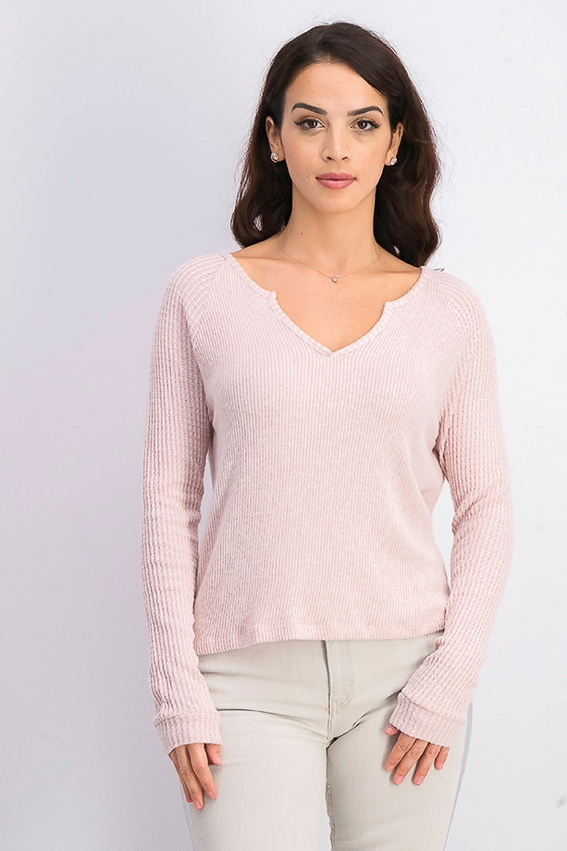 Planet Gold Juniors' Super Soft Ribbed Top Brown Size Medium