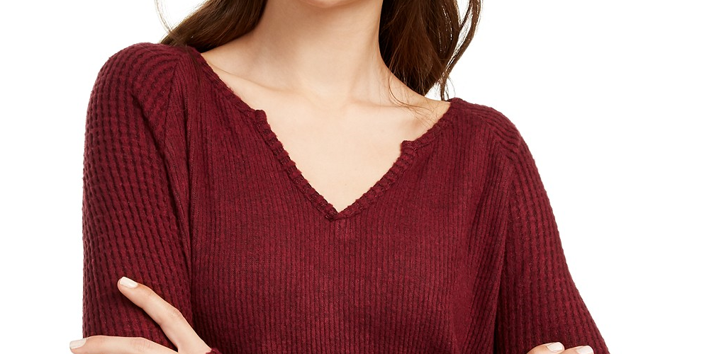 Planet Gold Juniors' Super Soft Ribbed Top Red Size Small
