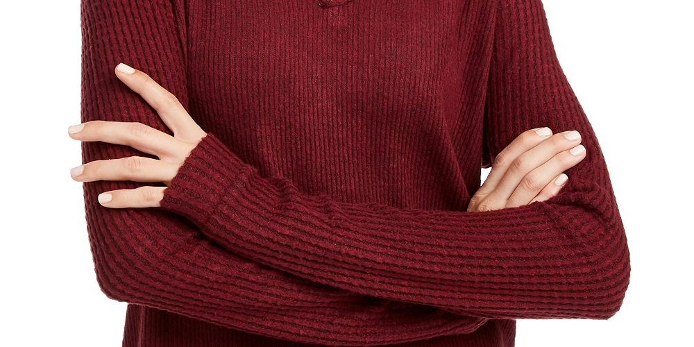 Planet Gold Juniors' Super Soft Ribbed Top Red Size Small