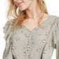Planet Gold Juniors' Floral Ruffle Top Green Size Medium