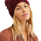 Free People Women's High Line Pom Beanie Hat Wine One Size