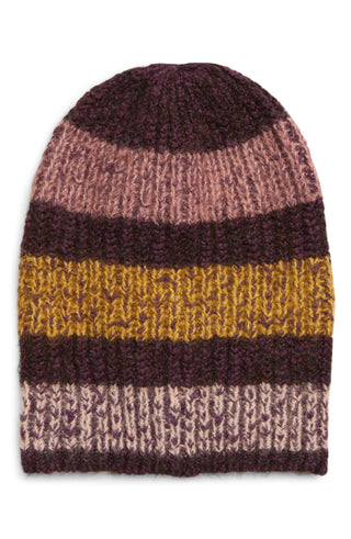 Free People Women's Cozy In Stripes Beanie Berry Rose Size Regular