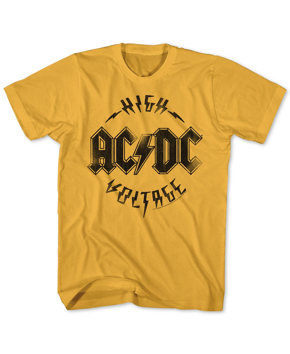 Men's Acdc High Voltage Graphic T-Shirt Med Yellow Size Extra Large