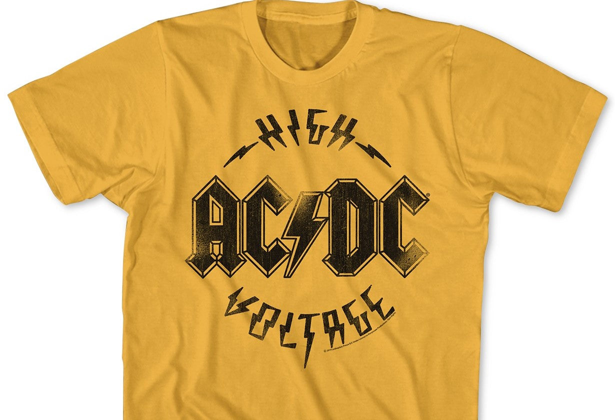 Men's Acdc High Voltage Graphic T-Shirt Med Yellow Size Extra Large