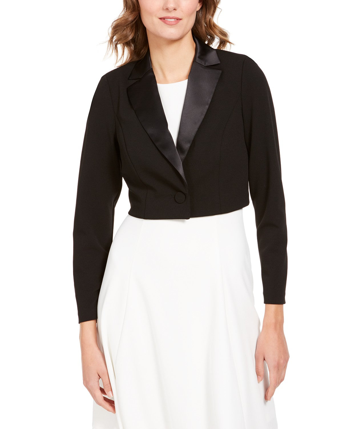 Adrianna Papell Women's Notched-Lapel Bolero Jacket Black Size 00