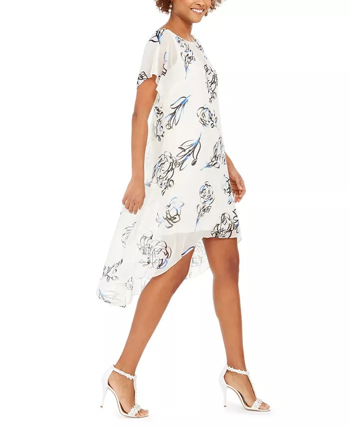 Adrianna Papell Women's Chiffon-Overlay Dress White Size Large