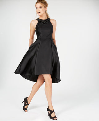 Adrianna Papell Women's Rhinestone High-Low Dress Black Size 12