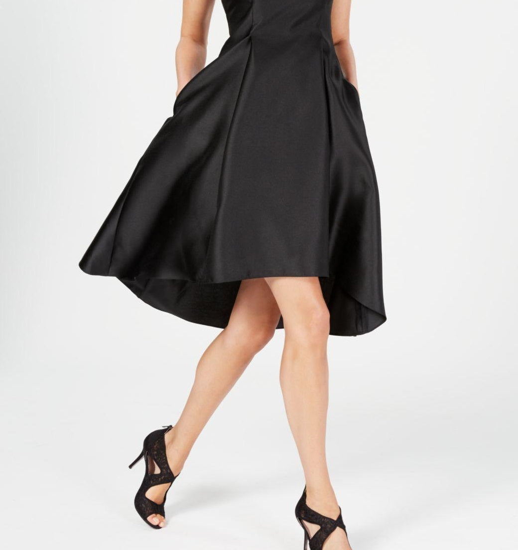 Adrianna Papell Women's Rhinestone High-Low Dress Black Size 12