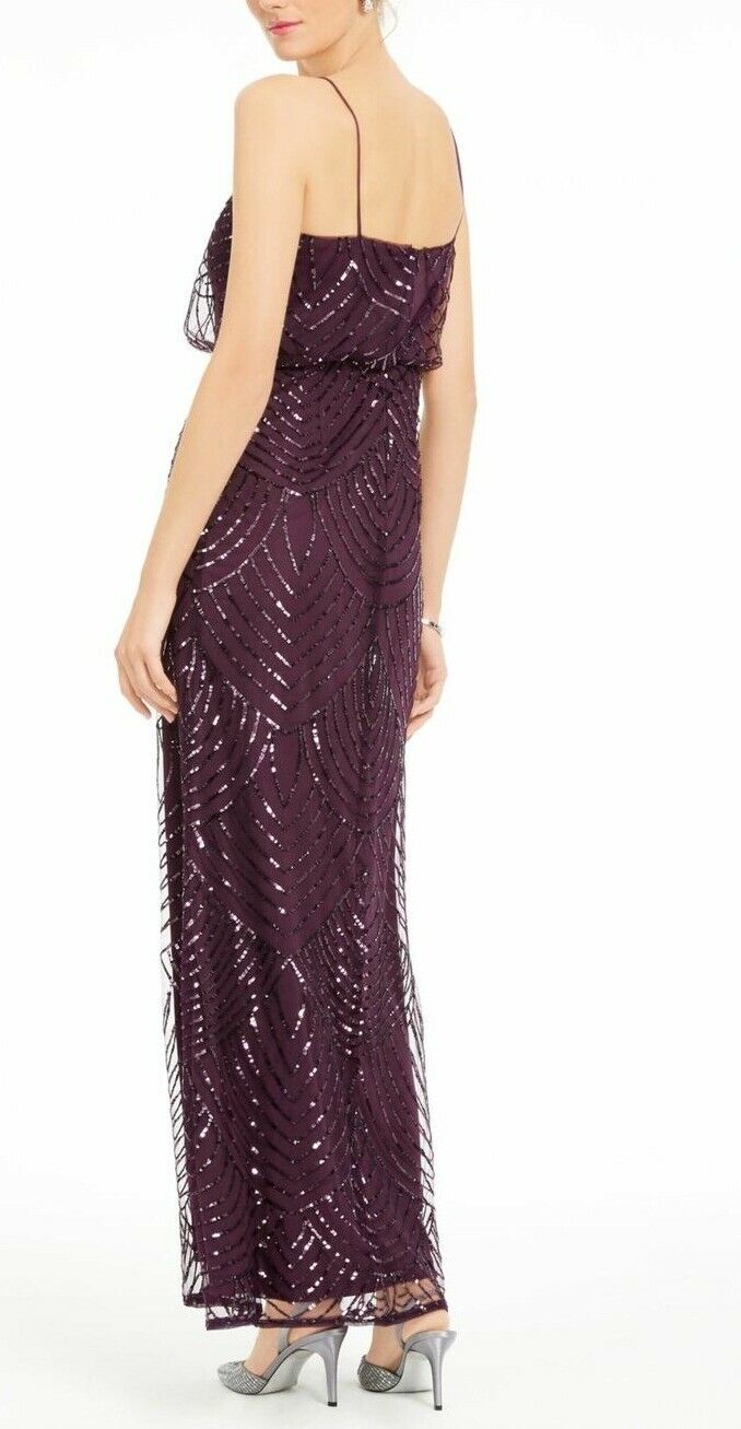 Adrianna Papell Women's Embellished Blouson Gown Purple Size 6