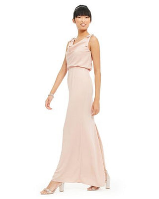 Adrianna Papell Women's Blouson Cowlneck Gown Pink Size 16