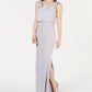 Adrianna Papell Women's Blouson Cowlneck Gown Silver Size 6