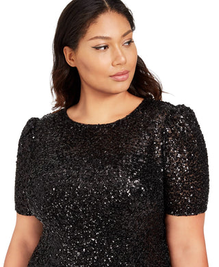 Adrianna Papell Women's Sequin Cocktail Dress Black Size 20