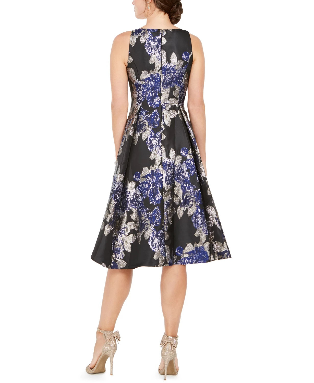 Adrianna Papell Women's Printed Jacquard Dress Charcoal Size 4