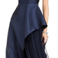 Adrianna Papell Women's Mikado Asymmetrical-Pleated Gown Navy Size 12