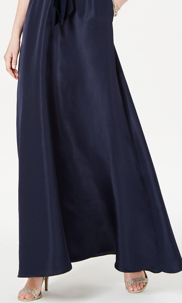 Adrianna Women's Papell V-Neck Tie-Waist Gown Black Size 6