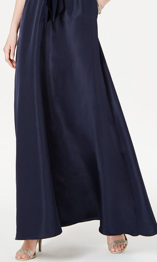 Adrianna Women's Papell V-Neck Tie-Waist Gown Black Size 6