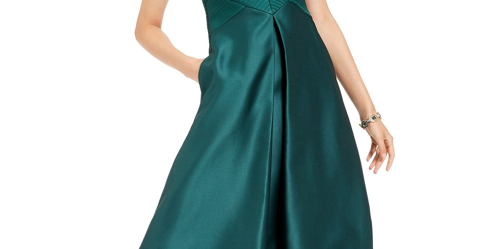 Adrianna Papell Women's High-Low Mikado Gown Dark Green Size 4