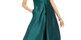 Adrianna Papell Women's High-Low Mikado Gown Dark Green Size 4