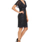 Adrianna Papell Women's Embellished Flutter-Sleeve Sheath Dress Navy Size 8