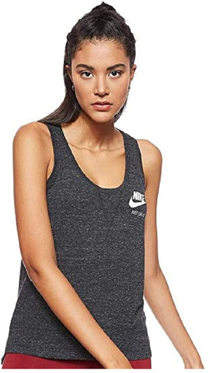 Nike Women's Sportswear Cotton Racerback Tank Top Charcoal Size Extra Small