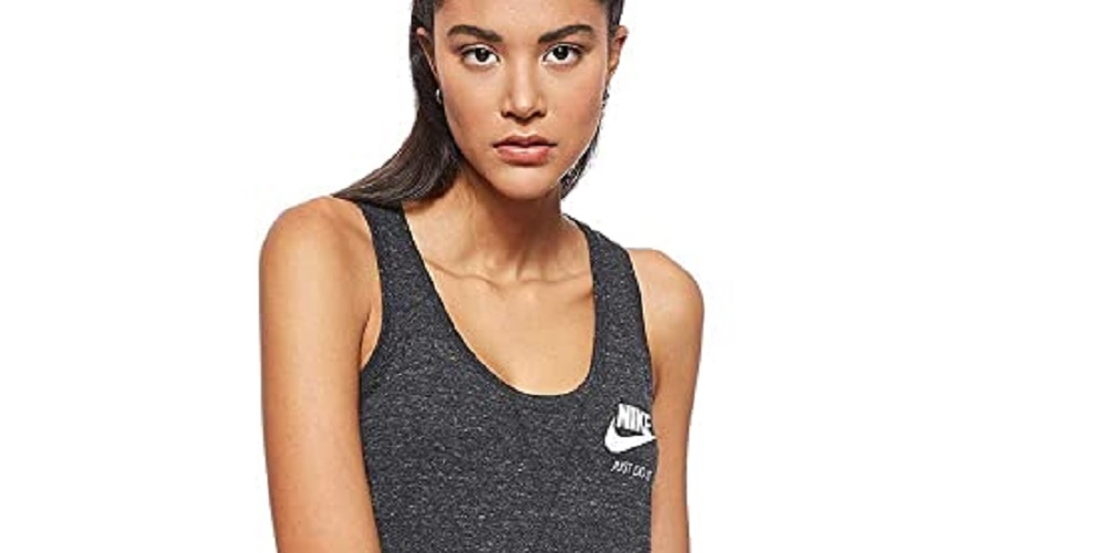 Nike Women's Sportswear Cotton Racerback Tank Top Charcoal Size Extra Small