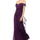 Betsy & Adam Women's Sleeveless Off Shoulder Maxi Sheath Evening Dress Purple Size 8