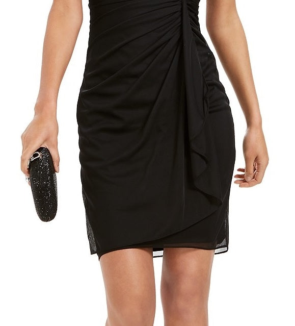 Betsy & Adam Women's Embellished Open-Back Sheath Dress Black Size 12