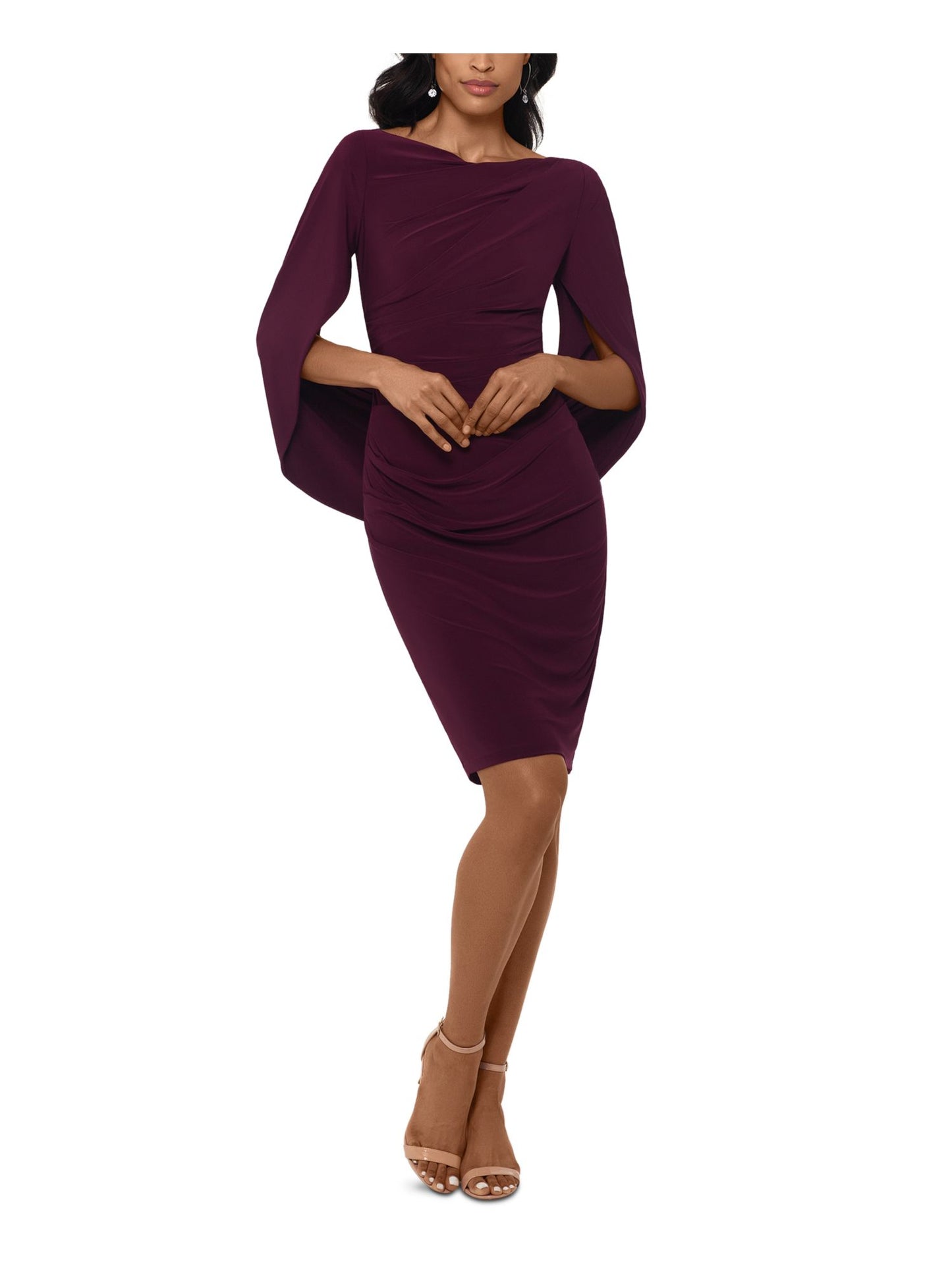 Betsy & Adam Women's Velvet Drape-Back Dress Wine Size 8