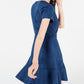 Rosie Harlow Juniors' Women's Zip-Front Fit & Flare Dress Navy Size X-Large
