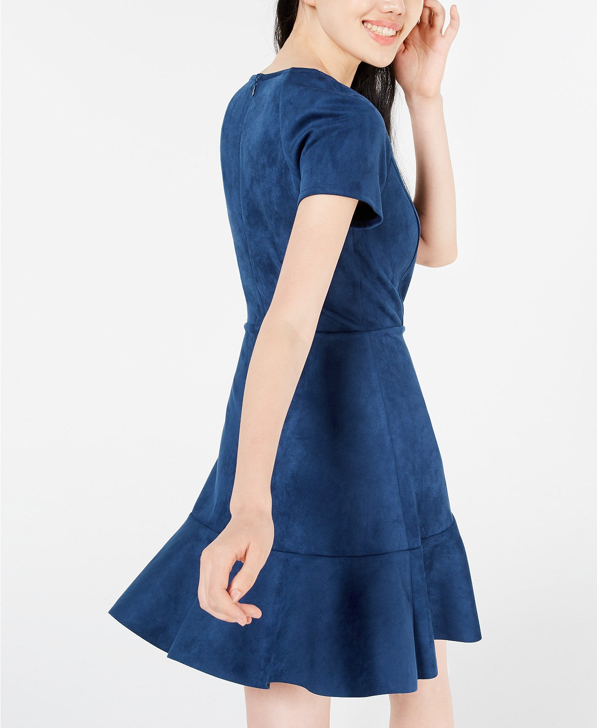 Rosie Harlow Juniors' Women's Zip-Front Fit & Flare Dress Navy Size X-Large
