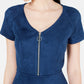 Rosie Harlow Juniors' Women's Zip-Front Fit & Flare Dress Navy Size X-Large