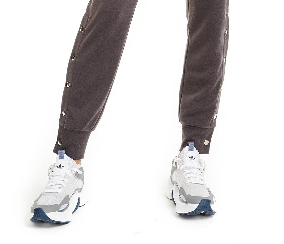 Planet Gold Juniors' Side-Snap Jogger Pants Blackened Pearl Size Small