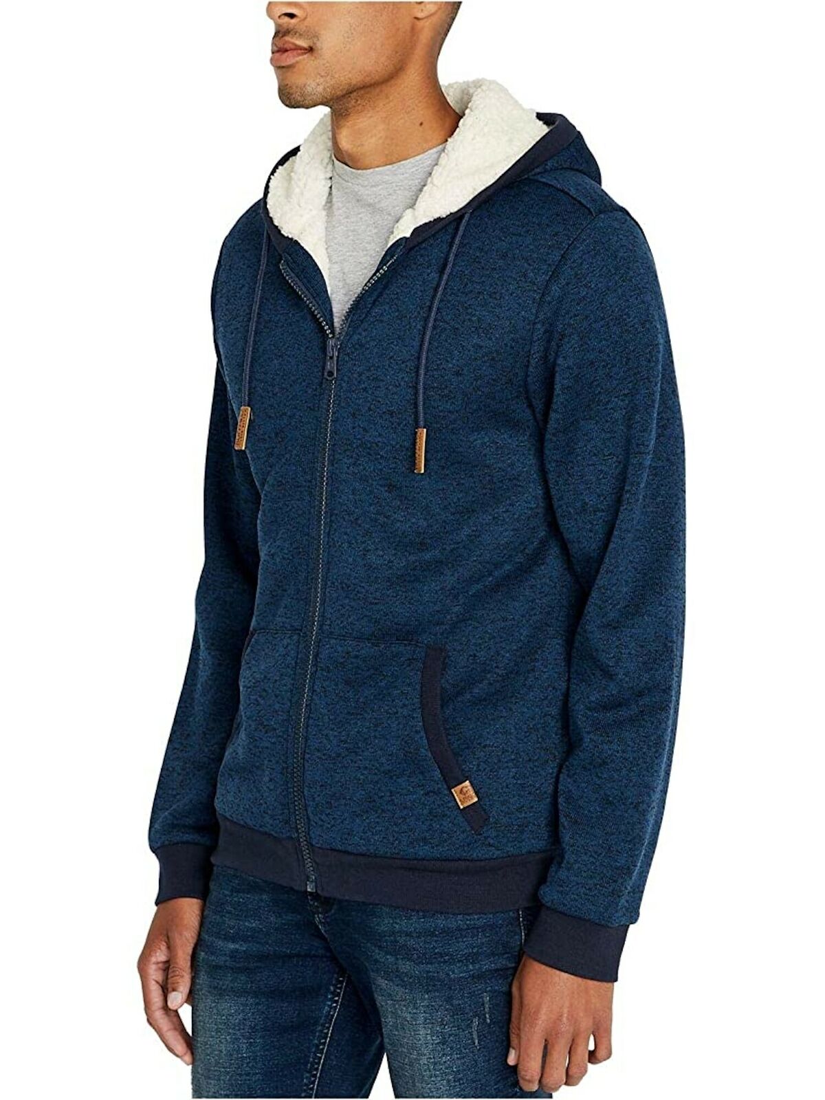 Buffalo David Bitton Men's Fortino Full-Zip Sherpa-Lined Hoodie Navy Size X-Large