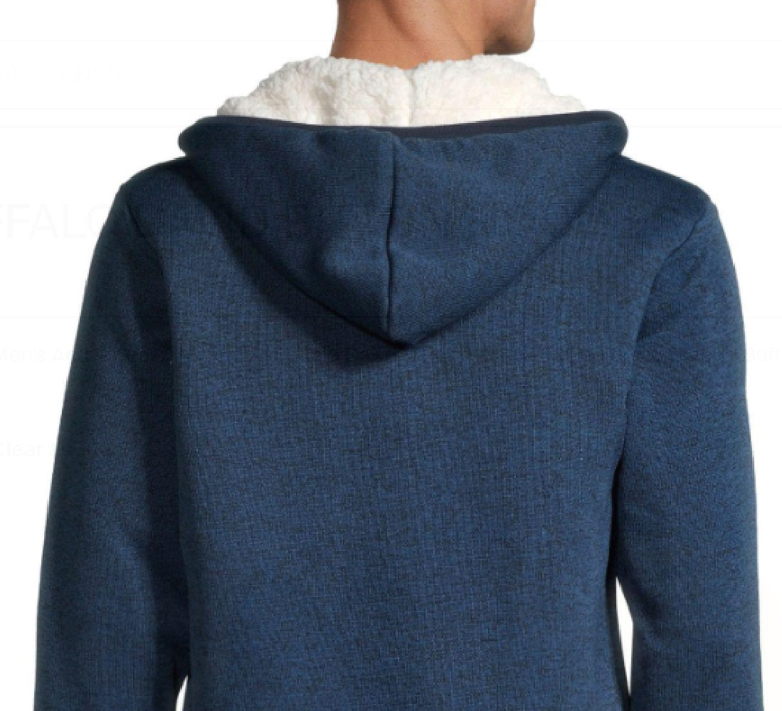 Buffalo David Bitton Men's Fortino Full-Zip Sherpa-Lined Hoodie Navy Size X-Large