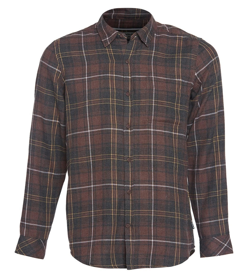 Hurley Men's Vedder Washed Plaid Shirt Brown Size XX-Large