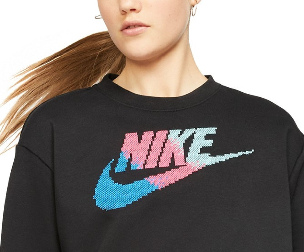 Nike Women's  Sportswear Print-Logo Cropped Sweatshirt Black Size Medium