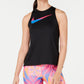 Nike Women's Dri-Fit Printed-Logo Racerback Running Tank Top Charcoal Size Small