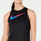 Nike Women's Dri-Fit Printed-Logo Racerback Running Tank Top Charcoal Size Small