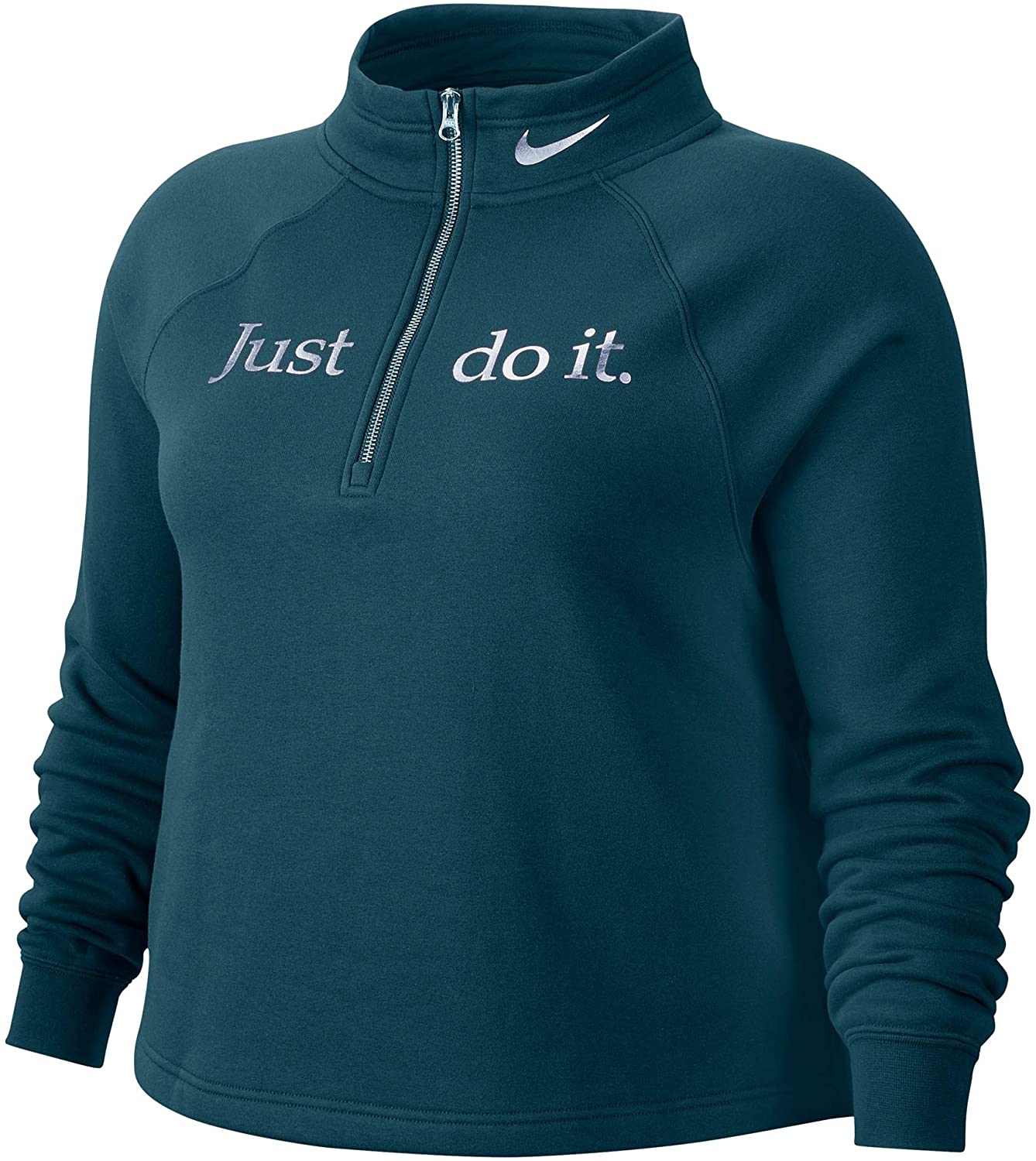 Nike Women's Sportswear Metallic-Graphic Half-Zip Top Blue Size Medium