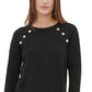 Calvin Klein Women's Button-Detail Crewneck Sweater Black Size Extra Large
