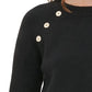 Calvin Klein Women's Button-Detail Crewneck Sweater Black Size Extra Large