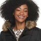 Celebrity Pink Juniors' Puffer Coat With Faux Fur Trim Hood Black Size Medium