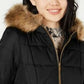 Celebrity Pink Juniors' Puffer Coat With Faux Fur Trim Hood Black Size Extra Small