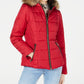 Celebrity Pink Juniors' Puffer Coat With Faux Fur Trim Hood True Red Size Large